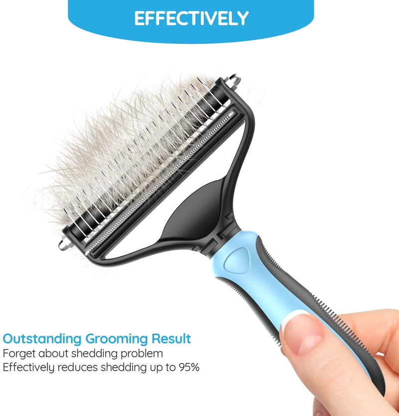 Dog Brush and Cat Brush – 2 Sided Pet Grooming Tool for Deshedding, Mats & Tangles Removing – No More Nasty Shedding and Flying Hairs