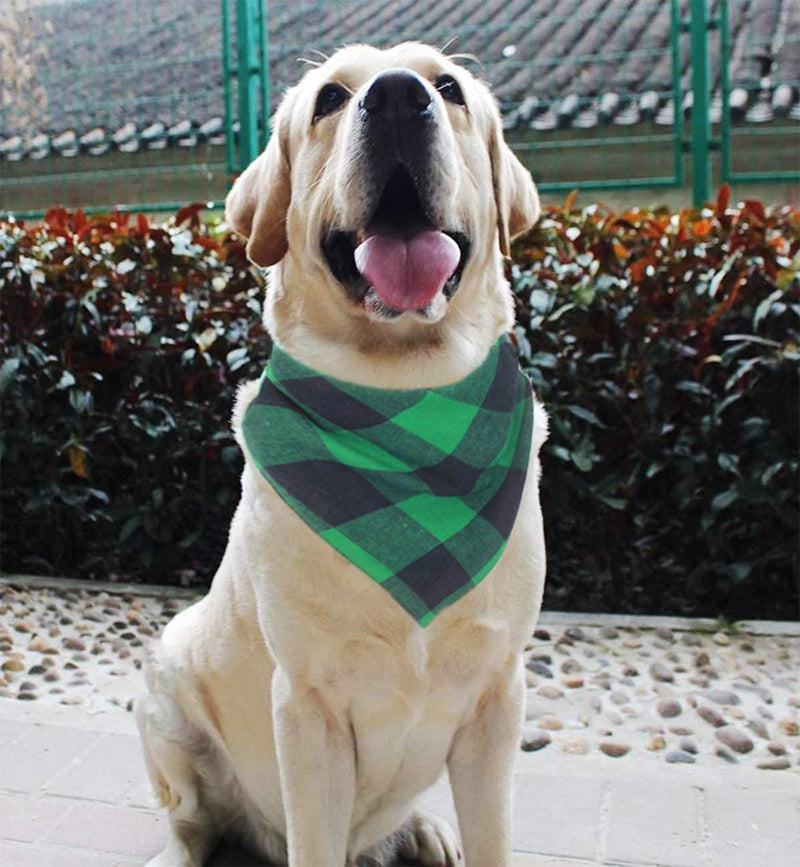 Dog Bandana Christmas Classic Plaid Pet Bandana Scarf Triangle Bibs Kerchief Set Pet Costume Accessories Decoration for Small Medium Large Dogs Cats Pets (S, Red Plaid + Green Plaid)