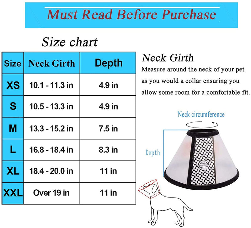 Dog Cone Adjustable Pet Cone Pet Recovery Collar Comfy Pet Cone Collar Protective Collar for After Surgery Anti-Bite Lick Wound Healing Safety Practical Plastic E-Collar for Dogs and Cats