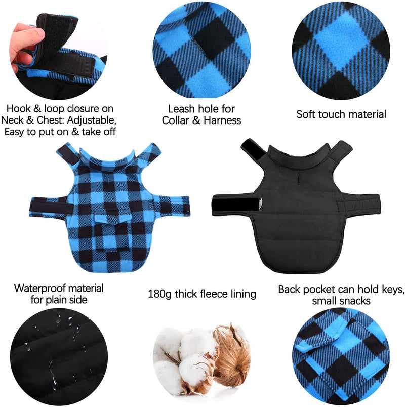 Dog Winter Coat, Windproof Cozy Cold Weather Dog Coat Dog Apparel Dog Jacket Dog Vest for Small Medium and Large Dogs with Pocket & Leash Hook XS-3XL