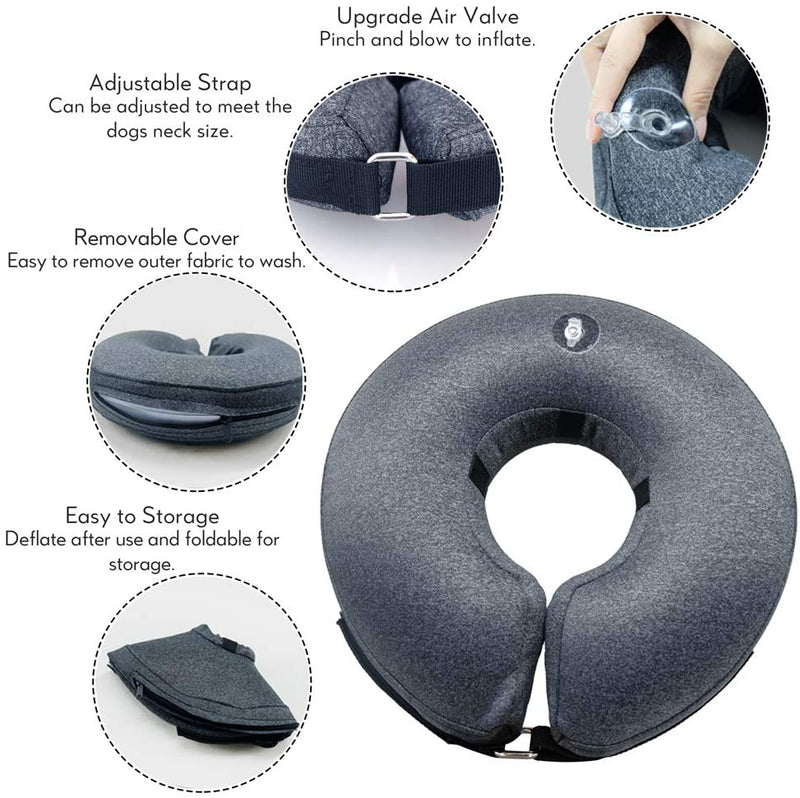 Pet Inflatable Collar for After Surgery,Soft Protective Recovery Collar Large Dog Cone for Dogs to Prevent from Touching Stitches, Wounds and Rashes