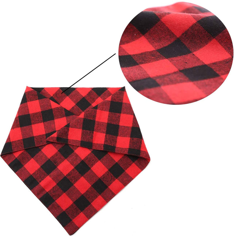 Dog Bandana Christmas Classic Plaid Pet Bandana Scarf Triangle Bibs Kerchief Set Pet Costume Accessories Decoration for Small Medium Large Dogs Cats Pets (S, Red Plaid + Green Plaid)