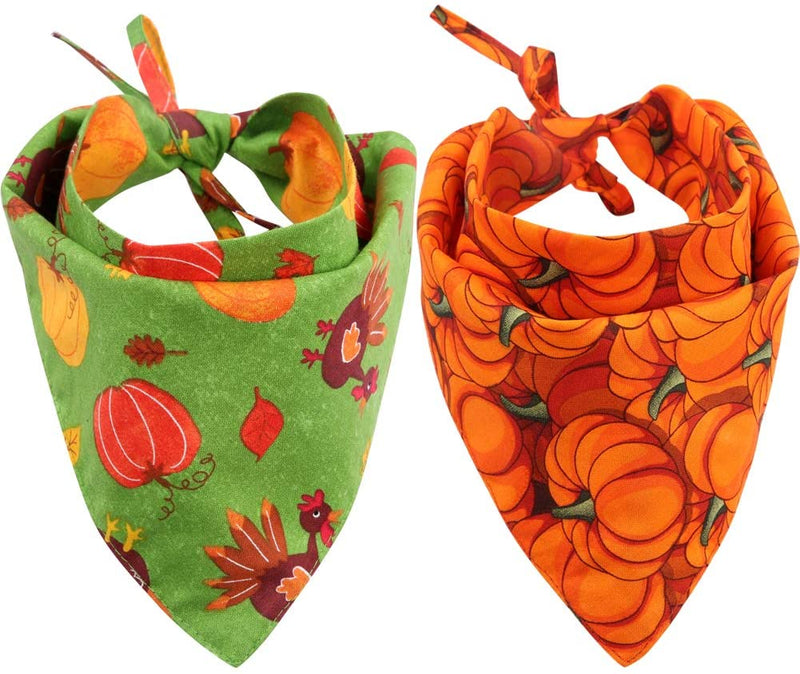 2 Pack Thanksgiving Dog Cats Bandana Scarf Pets Accessories