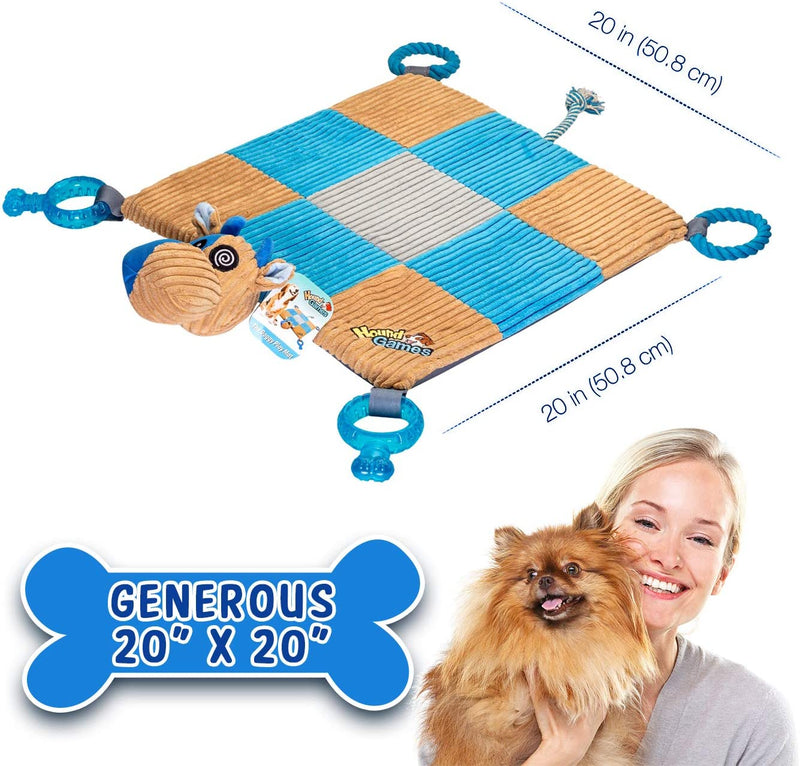 Puppy Toy Mat with Teething Chew Toys (20” x 20”) - Ropes, Squeaker Nose, Plush Padded Sleeping Mat – Durable and Machine Washable - Comfort and Fun, All-in-One