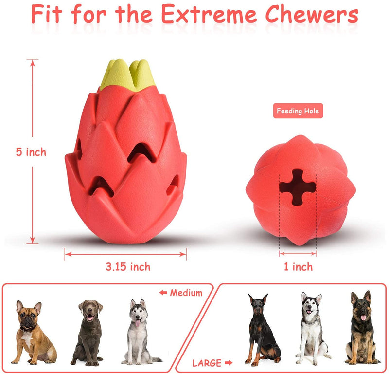 Dog Chew Toys for Aggressive Chewers Medium Large Breed,Tough Dog Toys for Medium Large Dogs,Indestructible Durable Dog Toys,Interactive Treat Toys for Dogs Teeth Clean-Pitaya