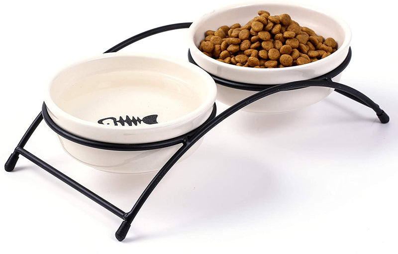 Petgoo Ceramic Dog Bowls Food Feeding Stand Elevated , Non-Skid