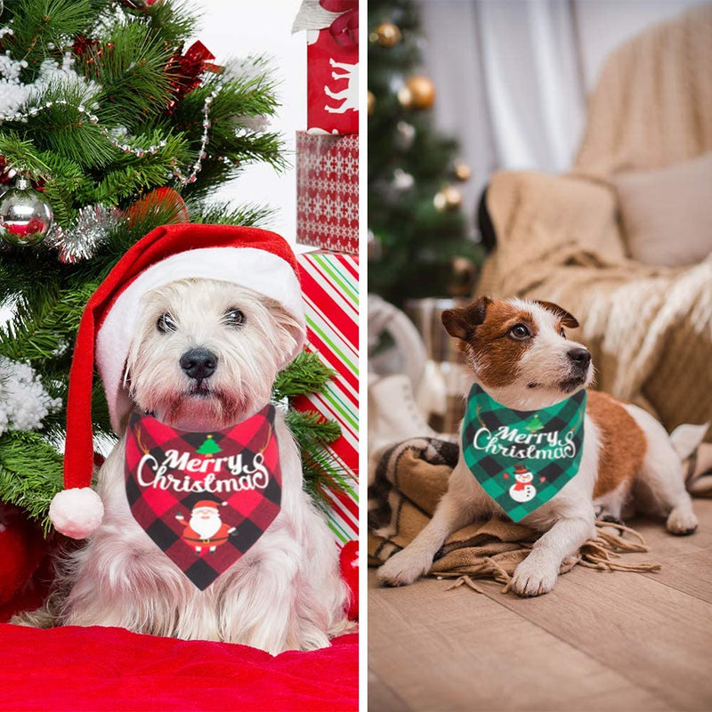 Dog Bandana Christmas Classic Plaid Pet Santa Snowman Pet Cats Pets