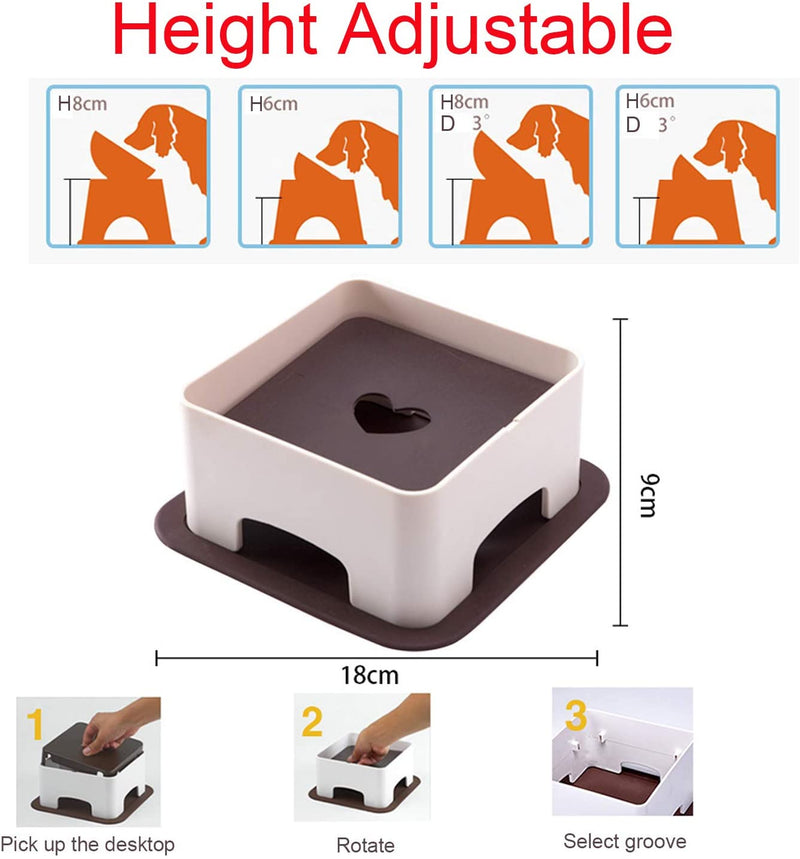 Elevated Tilted Dog Bowls Set with Adjustment Bracket,Ceramics Single Food Feeding Dish for Flat Face Dogs, Double Non-Slip Design