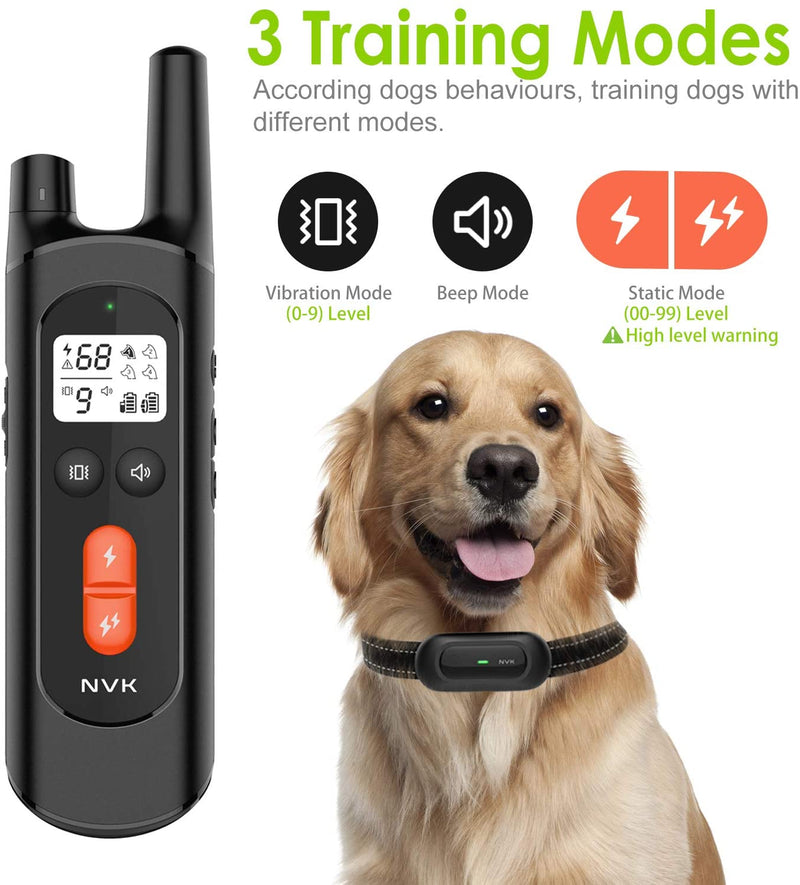 Dog Training Collar - Rechargeable Shock Collars for Dogs with Remote, 3 Training Modes, Beep, Vibration and Shock, 100% Waterproof Collar, 1600Ft Remote Range, 0~99 Shock Levels Dog Training Set