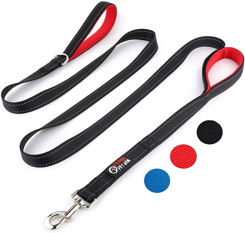 Pet Gear Dog Leash 8ft Long - Black - Traffic Padded Two Handle - Heavy Duty - Double Handles Lead for Control Safety Training - Leashes for Large Dogs or Medium Dogs - Dual Handles Leads