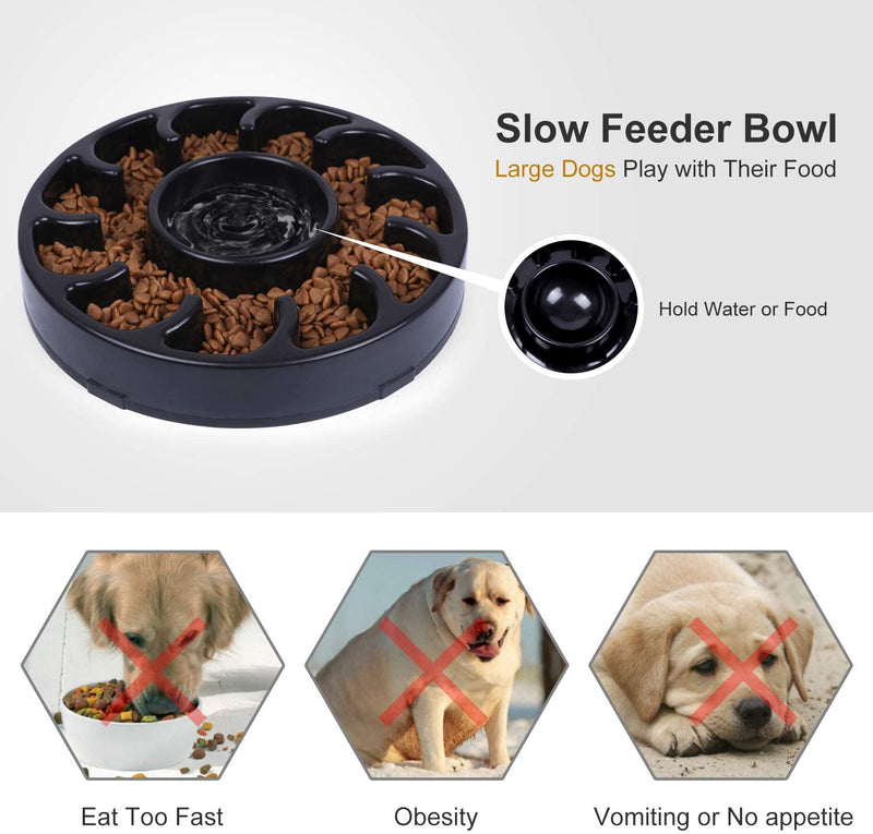 Dog Bowl for Large Dogs,Anti-Gulping Dog Slow Feeder Stop Bloat,Slow Eating Big Pet Bowl