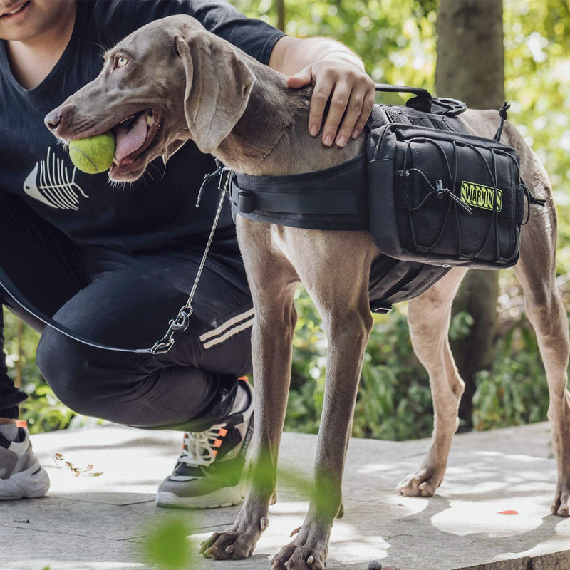 Dog Backpack for Hiking Nylon Dog Harness Backpack with Side Pockets for Large Dog with 22"-31.5" Neck Girth and 29"-35.8" Chest Girth