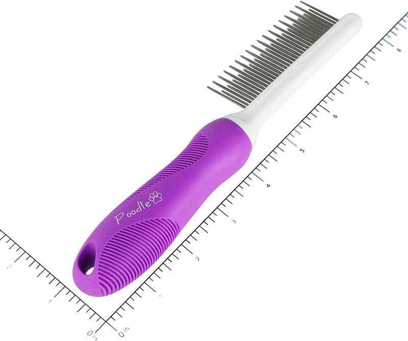 Pet Comb with Long & Short Stainless Steel Teeth for Removing Matted Fur, Knots & Tangles – Detangler Tool Accessories for Safe & Gentle DIY Dog & Cat Grooming (Grooming Comb)