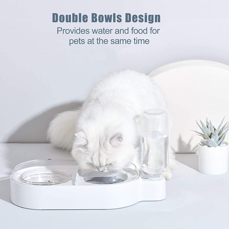 Double Dog Cat Bowls Pet Automatic Water Dispenser Detachable Dog Glass Feeder Bowl No-Spill Pet Food Water Bowls for Cats and Small Dog