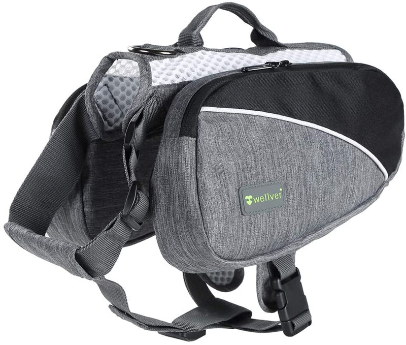 Wellver Adjustable Dog Saddle Bag Backpack, Hound Travel Saddle Bag Packs Hiking Walking Camping for Small & Medium & Large & Extra Large Dogs