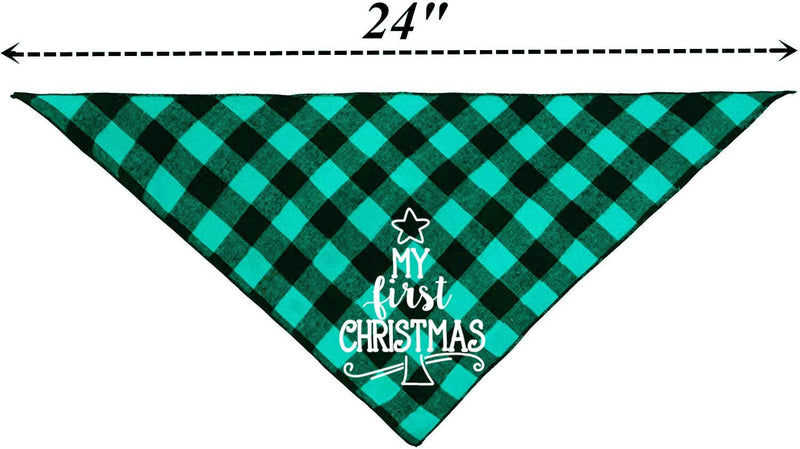 Dog First Christmas Bandana,Red Plaid Xmas Puppy Scarf