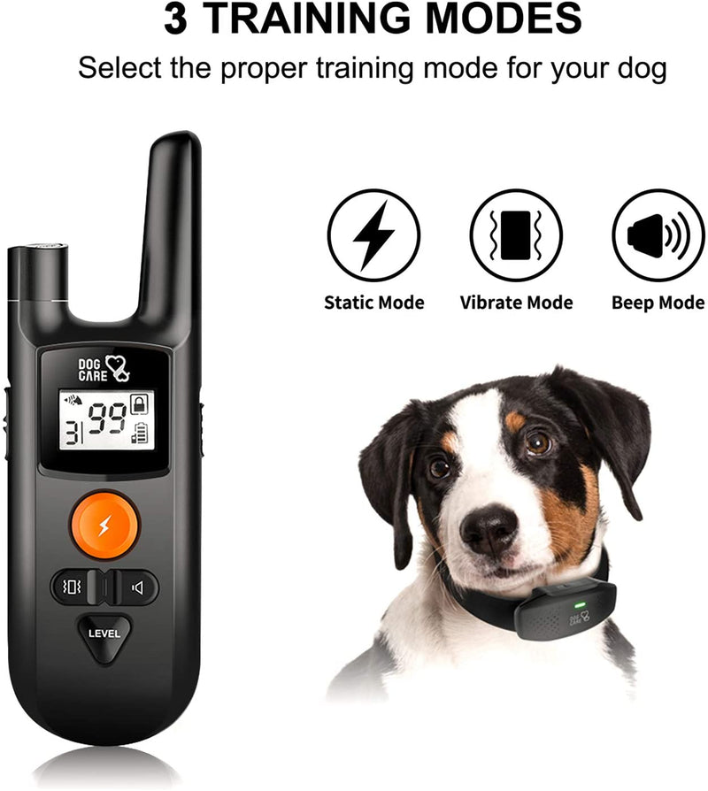 Dog Training Collar - Rechargeable Dog Shock Collar w/3 Training Modes, Beep, Vibration and Shock, Rainproof Training Collar, Up to 1000Ft Remote Range, Adjustable Shock Levels Dog Training Set