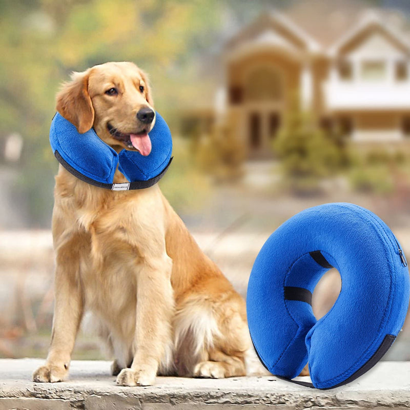 Protective Inflatable Collar for Dogs and Cats - Soft Pet Recovery Collar Does Not Block Vision E-Collar