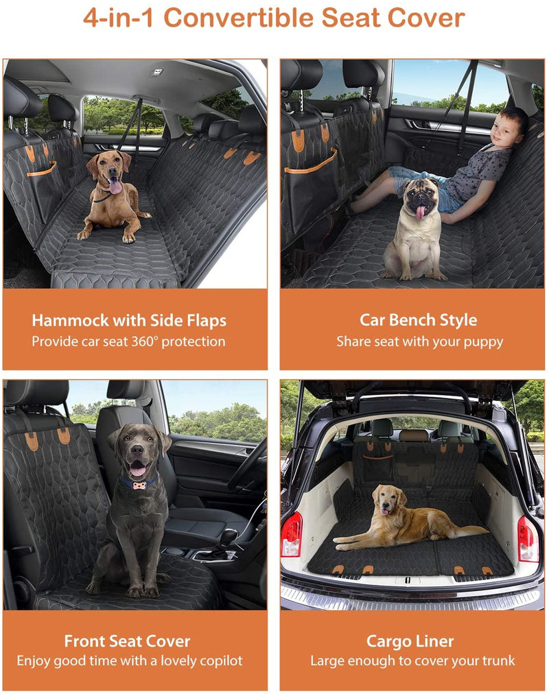 4-in-1 Dog Car Seat Cover Convertible Dog Hammock Scratchproof Pet Car Seat Cover