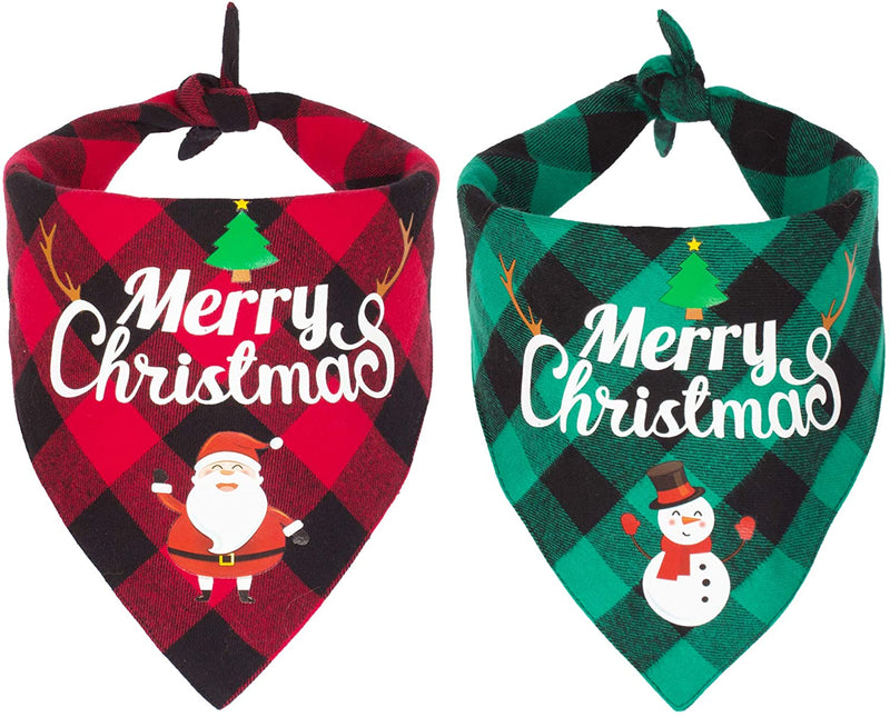 Dog Bandana Christmas Classic Plaid Pet Santa Snowman Pet Cats Pets