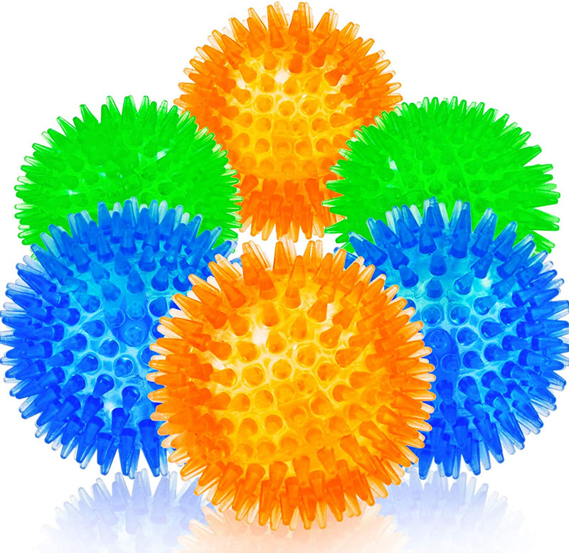 Squeaky Balls for Dogs Small, Fetch Balls for Dogs Rubber 6 Pack Bright Colors TPR Puppy Toys Dog Toy Balls Dog Squeaky Toys Spike Ball Dog Chew Toys for Small