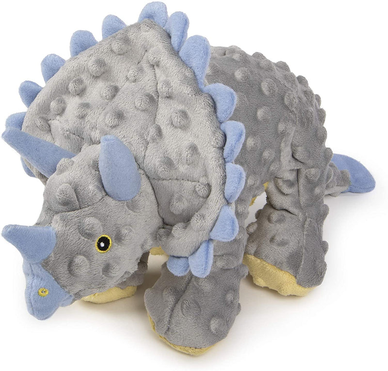 Dinos Triceratops With Chew Guard Technology Tough Plush Dog Toy, Grey, Large