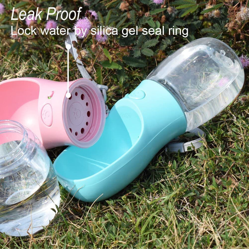 Dog Water Bottle, Leak Proof Portable Puppy Water Dispenser with Drinking Feeder for Pets Outdoor Walking, Hiking, Travel, Food Grade Plastic