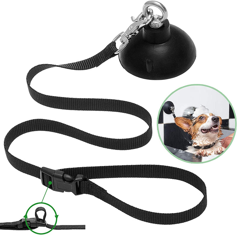 Dog Shower Bathing Tether Straps with Suction Cup - Dog Grooming Restraints Shower Soft Nylon Leash with Adjustable Collar - Strong Suction Cups Suit for Smooth Wall(Marble,Metal,Glass,etc.)