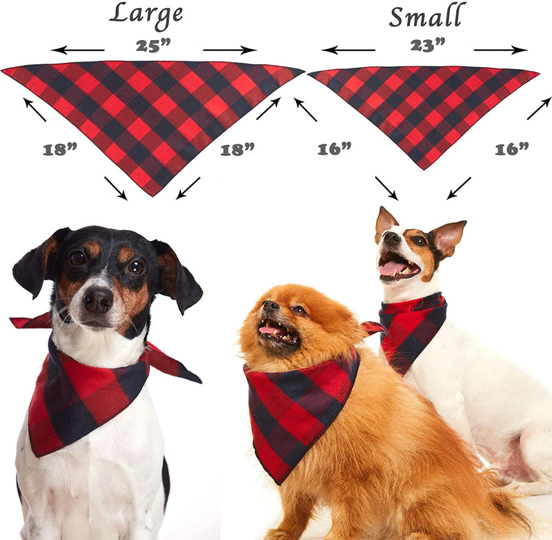 Dog Bandana 4 Pack - Cotton Bandanas Handkerchiefs Scarfs Triangle Bibs Accessories for Small Medium Large Dogs Puppies Pets, Black and White, Red, Green, Blue and Navy Blue