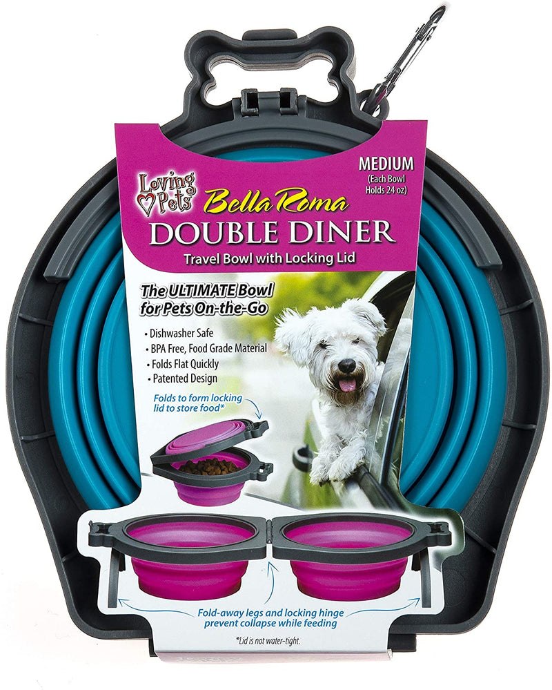 Pets Bella Roma Travel Double Diner for Dogs