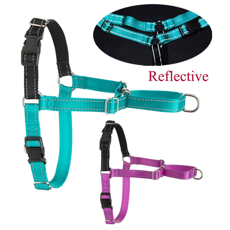 Adjustable Nylon dog Harness with Reflective No-Pull Harness Strees-free Walks