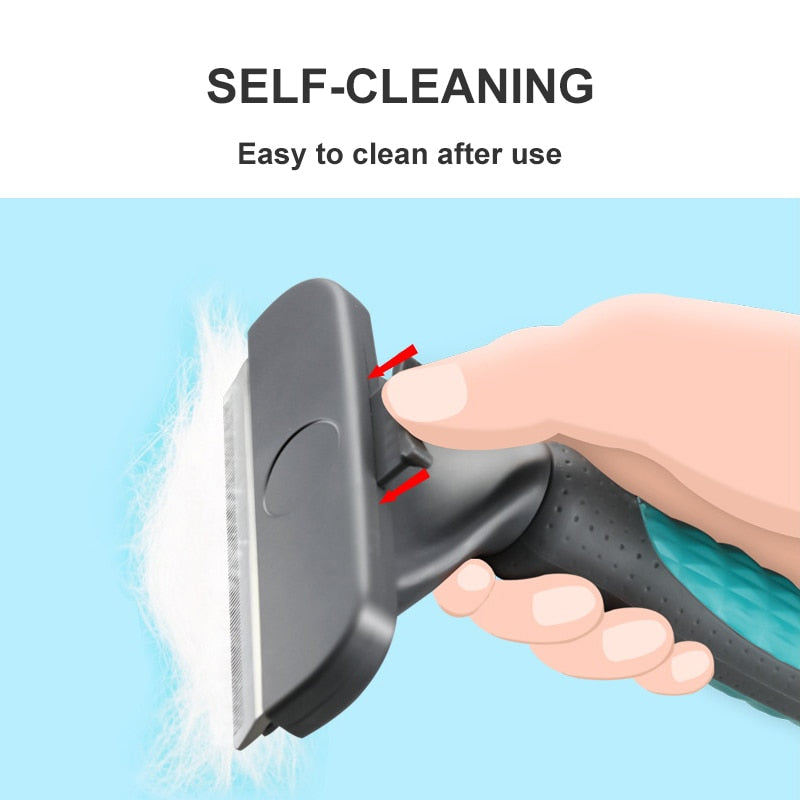 Professional Self Cleaning Dog Comb Comfortable Handle Long Short Hair Pet Brush Grooming Effective Deshedding Tool