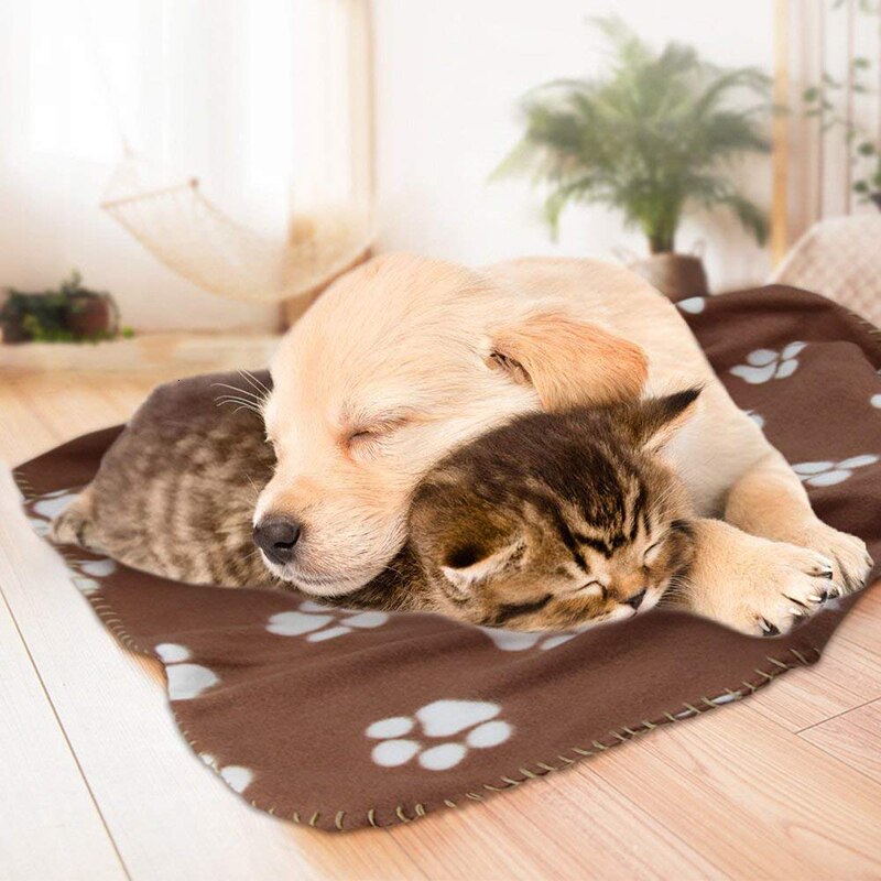 Warm Soft Dog Blanket For Small Medium Large Dogs Comfortable Paw Print Pet Mat Cat Quality Puppy Bed Cover For Kittens