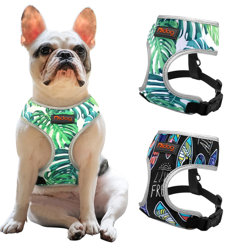 Breathable Harness Printed Reflective Dogs Cats Vest For Pug Walking Training