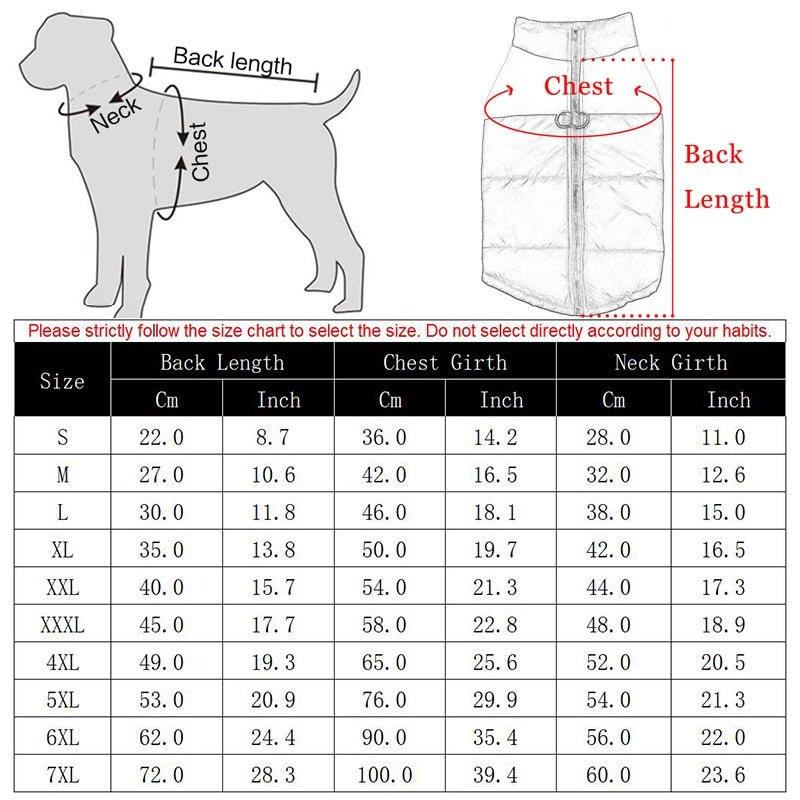 Clothes For Large Dogs Waterproof Vest Jacket Autumn Winter Warm Pet Coat Clothing