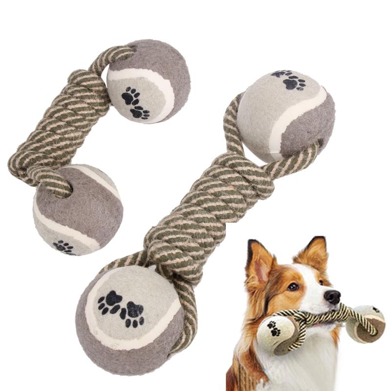 Cotton Pet Dog Rope Chew Tug Toy Knot Bone Ball Shape Pets Palying Teeth Cleaning