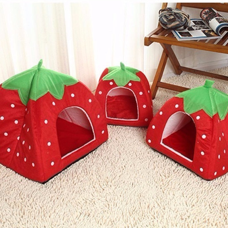 Cat Nest Teddy Dog Fruit Banana Strawberry Pineapple Cotton Bed Foldable Dog House