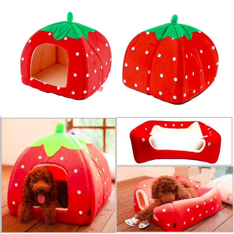 Cat Nest Teddy Dog Fruit Banana Strawberry Pineapple Cotton Bed Foldable Dog House