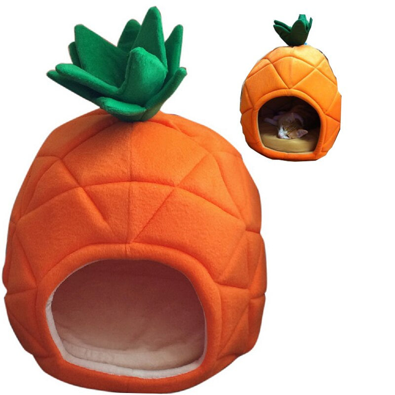 Cat Nest Teddy Dog Fruit Banana Strawberry Pineapple Cotton Bed Foldable Dog House