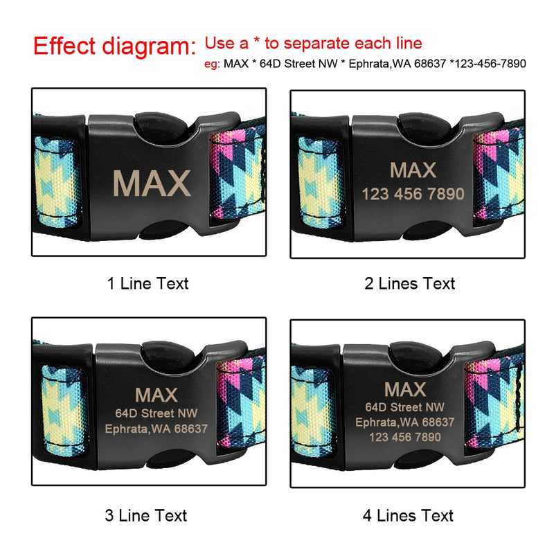 Custom Dog Collar Personalzied Nylon Pet Dog ID Tag Collars Printed Puppy Leash
