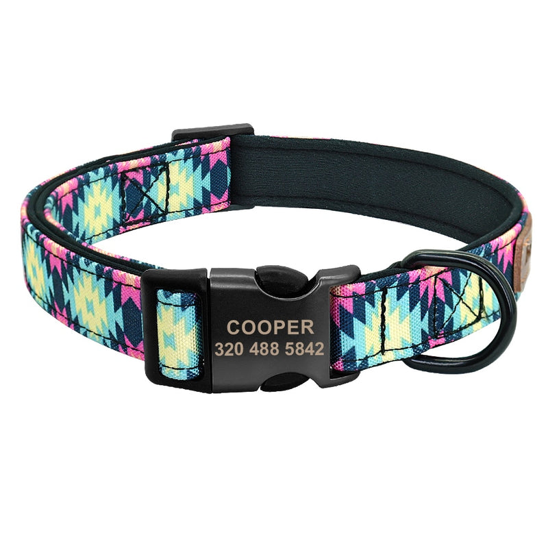Custom Dog Collar Personalzied Nylon Pet Dog ID Tag Collars Printed Puppy Leash