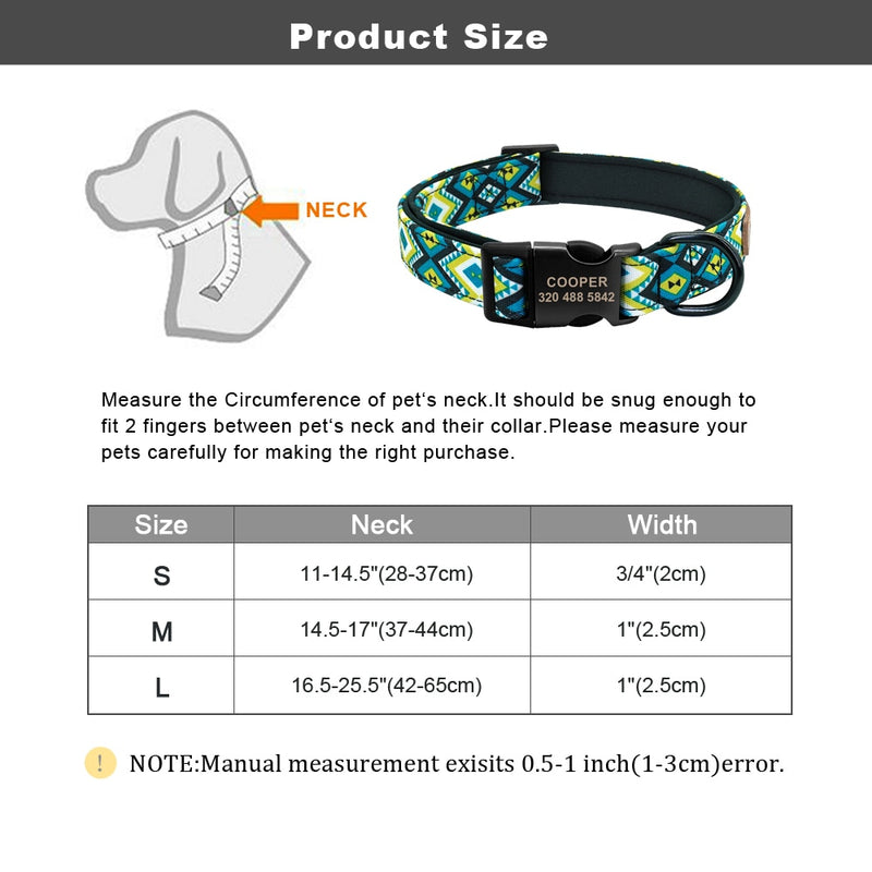Custom Dog Collar Personalzied Nylon Pet Dog ID Tag Collars Printed Puppy Leash