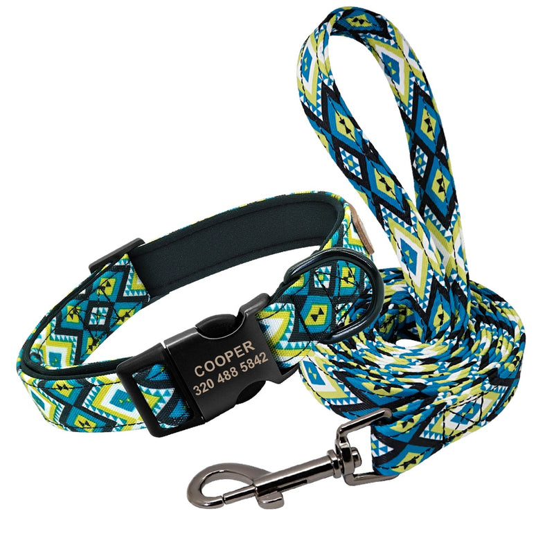 Custom Dog Collar Personalzied Nylon Pet Dog ID Tag Collars Printed Puppy Leash