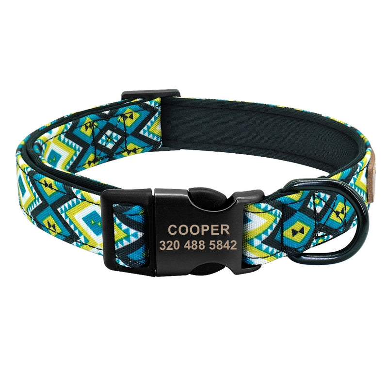 Custom Dog Collar Personalzied Nylon Pet Dog ID Tag Collars Printed Puppy Leash