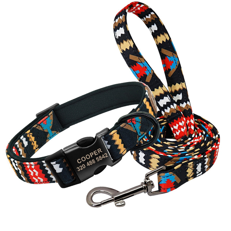 Custom Dog Collar Personalzied Nylon Pet Dog ID Tag Collars Printed Puppy Leash