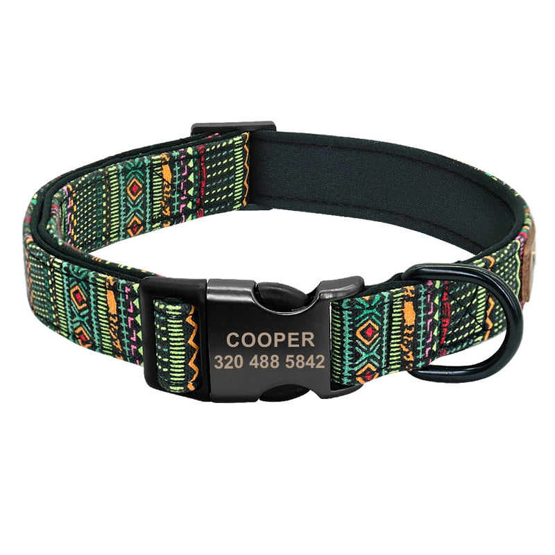 Custom Dog Collar Personalzied Nylon Pet Dog ID Tag Collars Printed Puppy Leash