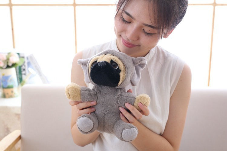 Cute Dog Doll Plush Toy Hat Dogs Doll Simulation Belldog Pug Stuffed Animals Toys