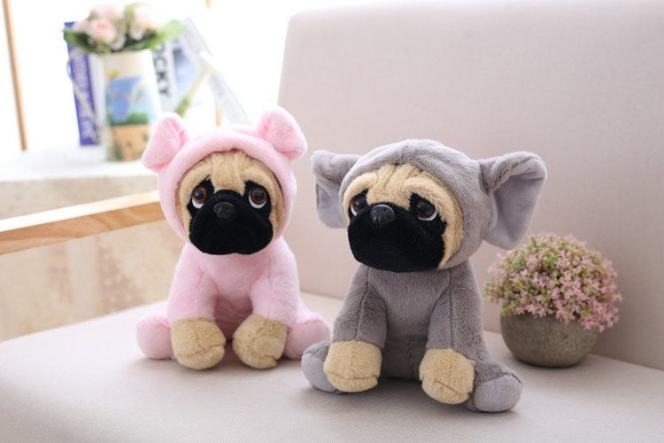 Cute Dog Doll Plush Toy Hat Dogs Doll Simulation Belldog Pug Stuffed Animals Toys