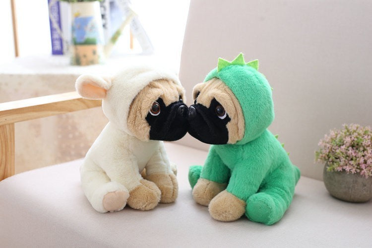 Cute Dog Doll Plush Toy Hat Dogs Doll Simulation Belldog Pug Stuffed Animals Toys