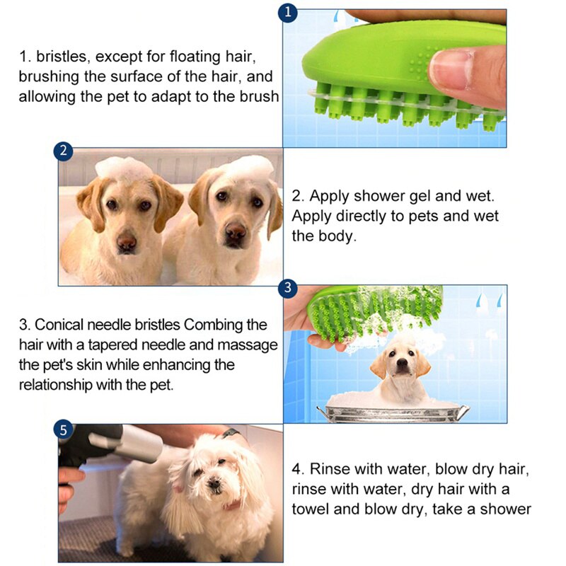 Dog Bath Massage Comb Hair Grooming Brush Long Short Hair Cleaning Brush Cat Massager Pet Fur Loose Hair Remover Brushes For Dog